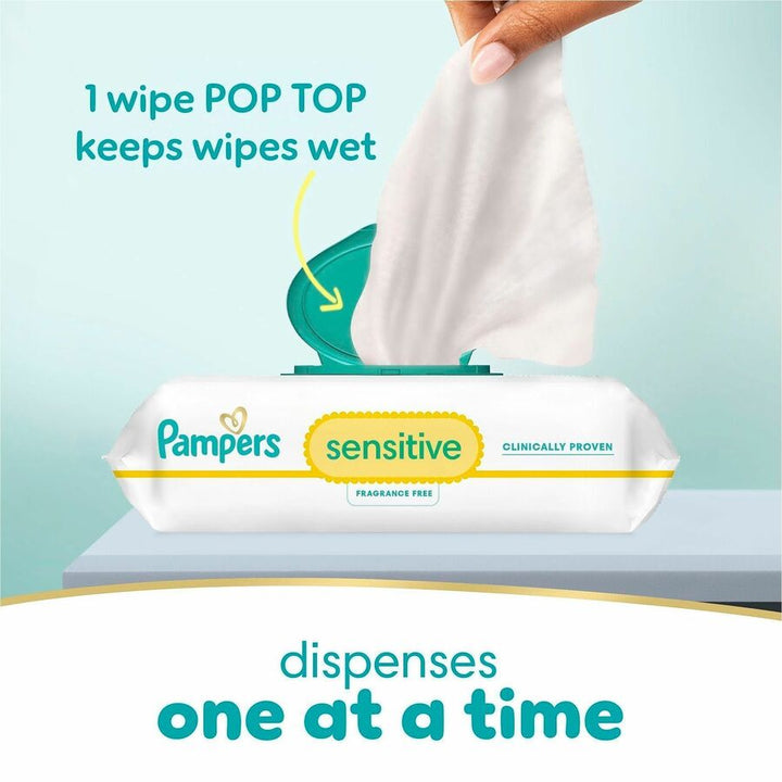 Image of Pampers 87076 Baby Wipes Sensitive, White, 56 / Pack