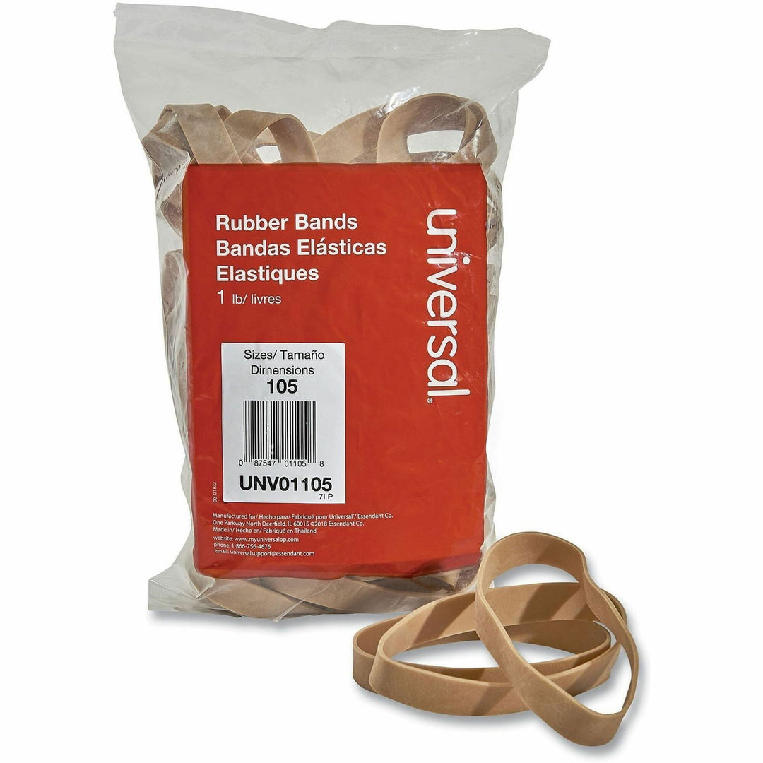 Image of Universal UNV01105 Standard Rubber Bands, Size: #105, 5" L x 0.6" Width, Elastic, Rubber, Beige, 55 / Pack