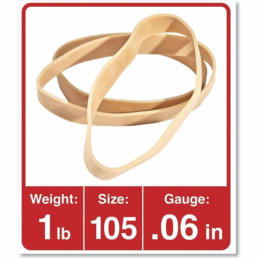 Image of Universal UNV01105 Standard Rubber Bands, Size: #105, 5" L x 0.6" Width, Elastic, Rubber, Beige, 55 / Pack