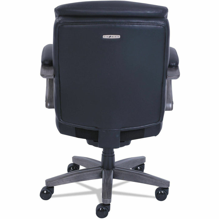 Image of La-Z-Boy® Woodbury Mid-Back Executive Chair, Supports Up To 300 Lb, 18.75" To 21.75" Seat Height, Black Seat/back, Weathered Gray Base