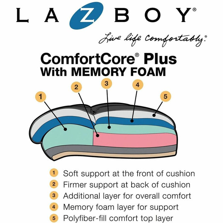 Image of La-Z-Boy® Woodbury Mid-Back Executive Chair, Supports Up To 300 Lb, 18.75" To 21.75" Seat Height, Black Seat/back, Weathered Gray Base