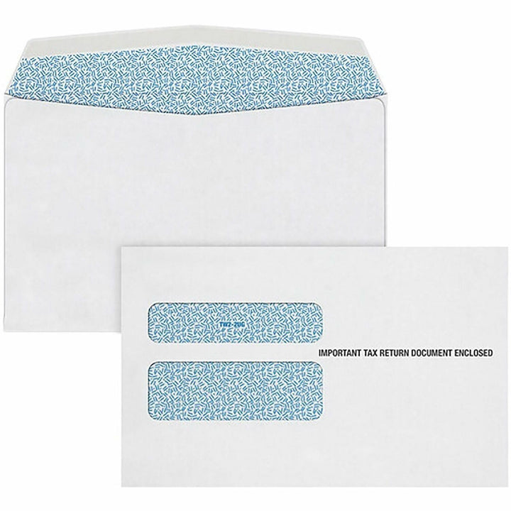 Image of Adams® W-2 Gummed Seal Double-Window Envelopes, Commercial Flap, Gummed Closure, 5.63 x 9, White, 24/Pack