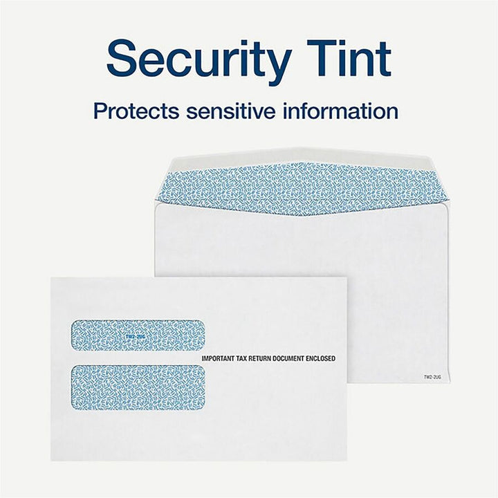 Image of Adams® W-2 Gummed Seal Double-Window Envelopes, Commercial Flap, Gummed Closure, 5.63 x 9, White, 24/Pack