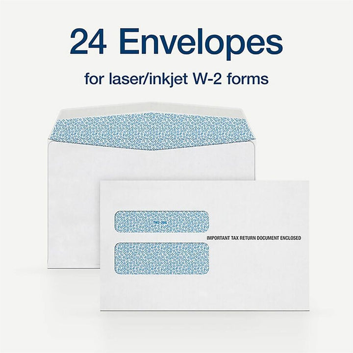 Image of Adams® W-2 Gummed Seal Double-Window Envelopes, Commercial Flap, Gummed Closure, 5.63 x 9, White, 24/Pack