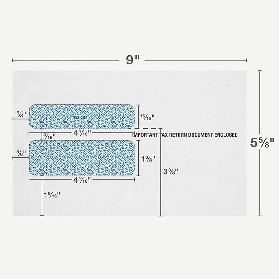 Image of Adams® W-2 Gummed Seal Double-Window Envelopes, Commercial Flap, Gummed Closure, 5.63 x 9, White, 24/Pack