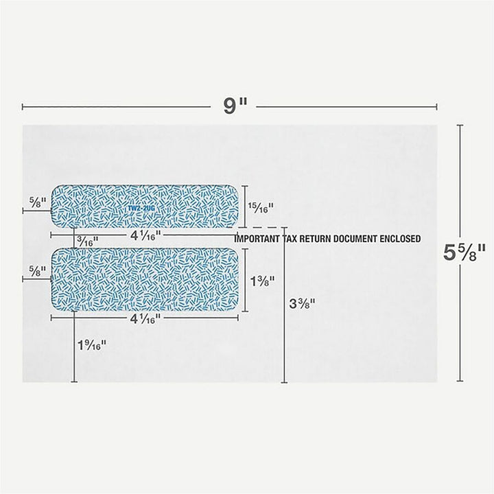 Image of Adams® W-2 Gummed Seal Double-Window Envelopes, Commercial Flap, Gummed Closure, 5.63 x 9, White, 24/Pack