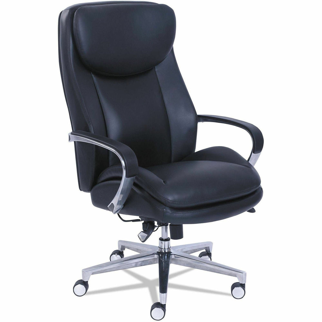 Image of La-Z-Boy® Commercial 2000 Big/tall Executive Chair, Lumbar, Supports 400 Lb, 20.25" To 23.25" Seat Height, Black Seat/back, Silver Base