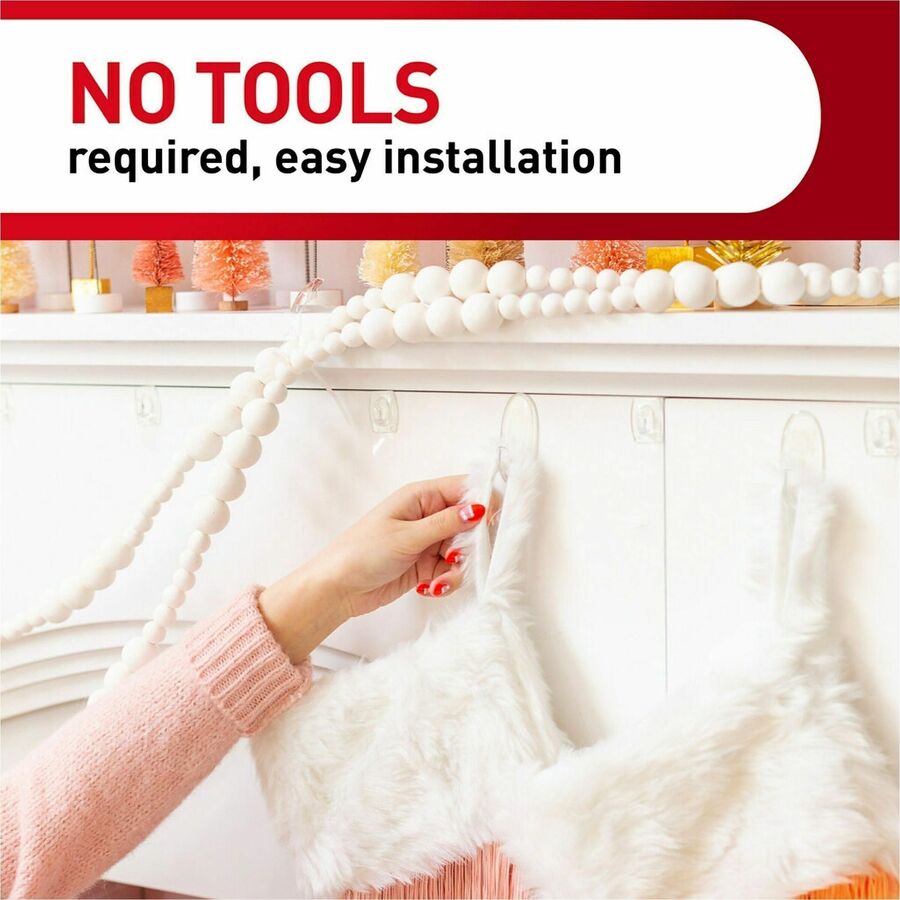 Image of Command Clear Hooks and Strips, Assorted Sizes, Plastic, 0.05 lb; 2 lb; 4-16 lb Capacities, 16 Picture Strips/15 Hooks/22 Strips/Pack