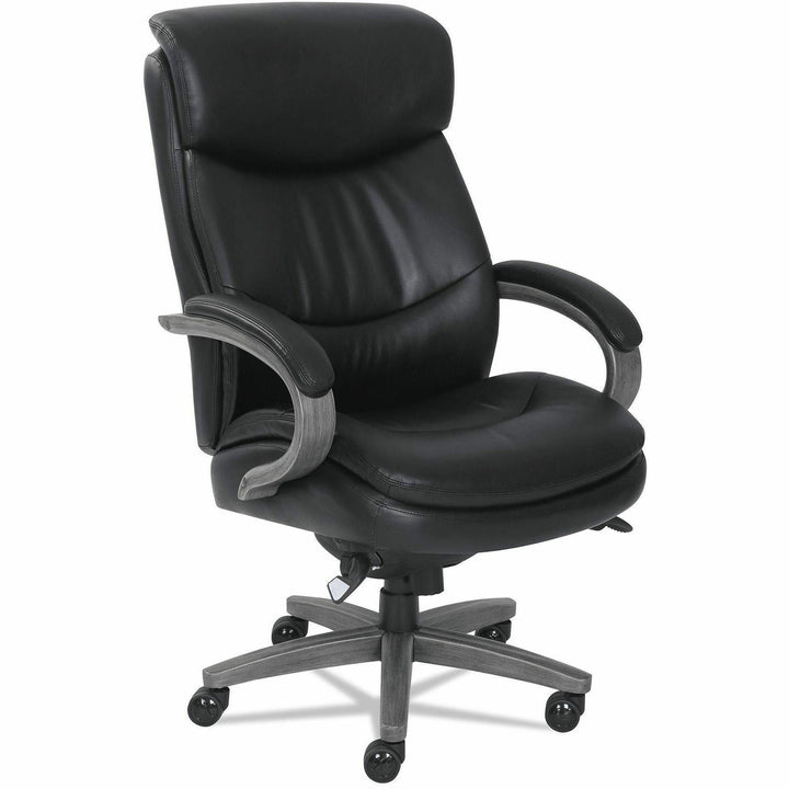 Image of La-Z-Boy® Woodbury Big/tall Executive Chair, Supports Up To 400 Lb, 20.25" To 23.25" Seat Height, Black Seat/back, Weathered Gray Base