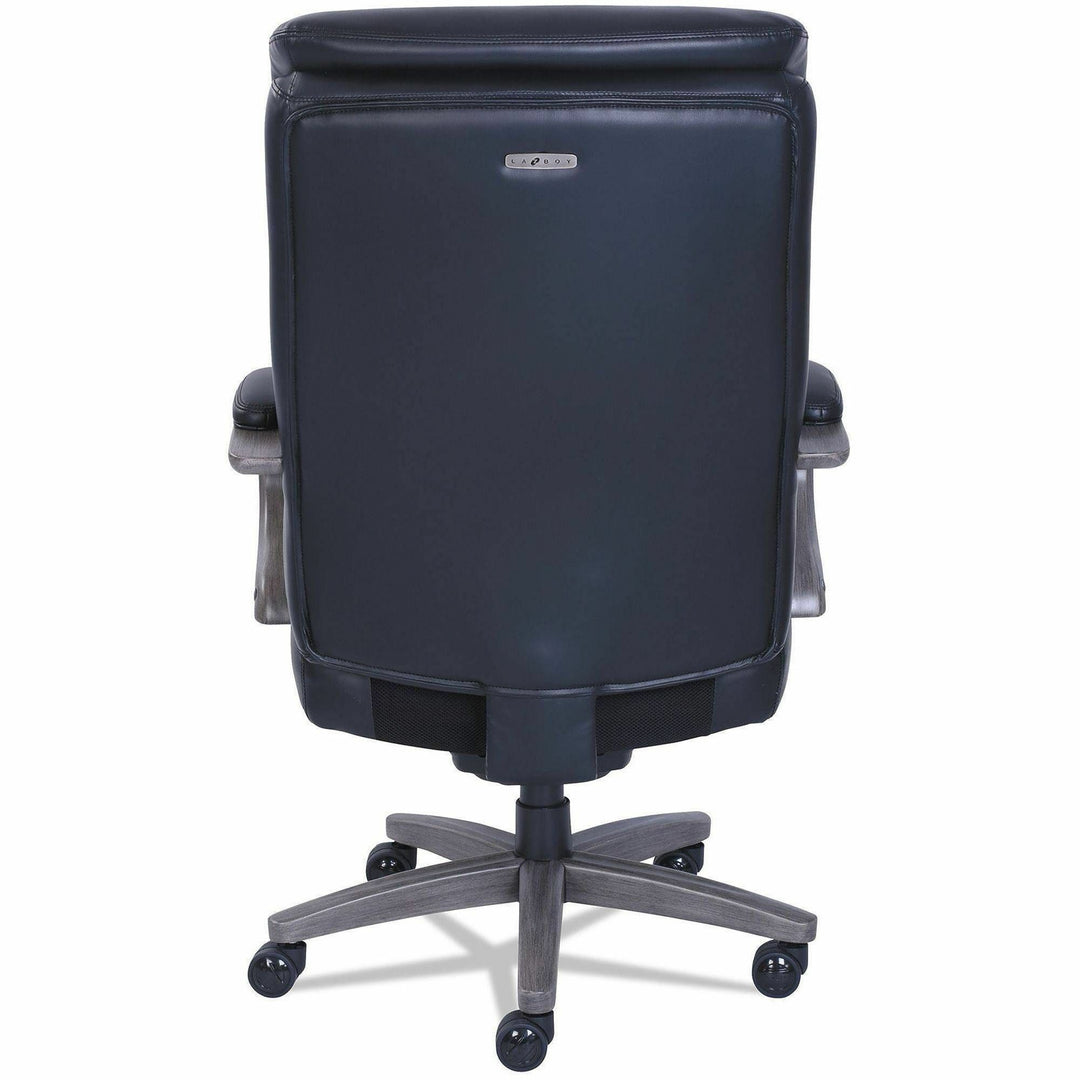 Image of La-Z-Boy® Woodbury Big/tall Executive Chair, Supports Up To 400 Lb, 20.25" To 23.25" Seat Height, Black Seat/back, Weathered Gray Base