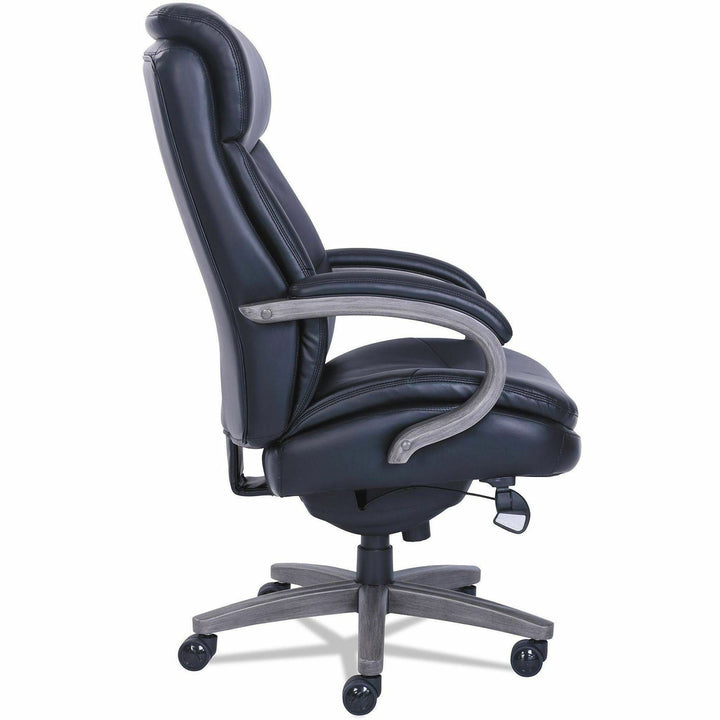 Image of La-Z-Boy® Woodbury Big/tall Executive Chair, Supports Up To 400 Lb, 20.25" To 23.25" Seat Height, Black Seat/back, Weathered Gray Base