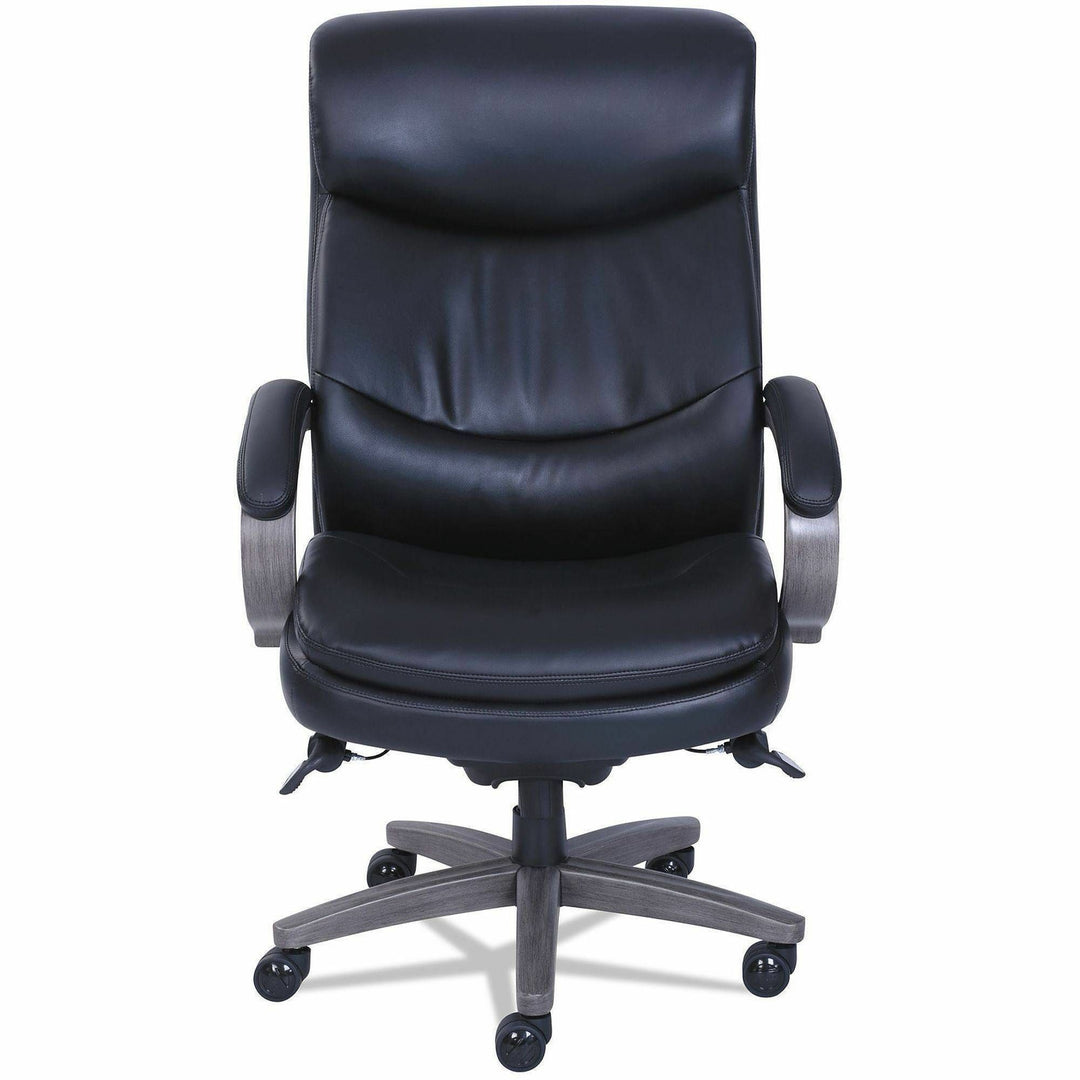 Image of La-Z-Boy® Woodbury Big/tall Executive Chair, Supports Up To 400 Lb, 20.25" To 23.25" Seat Height, Black Seat/back, Weathered Gray Base
