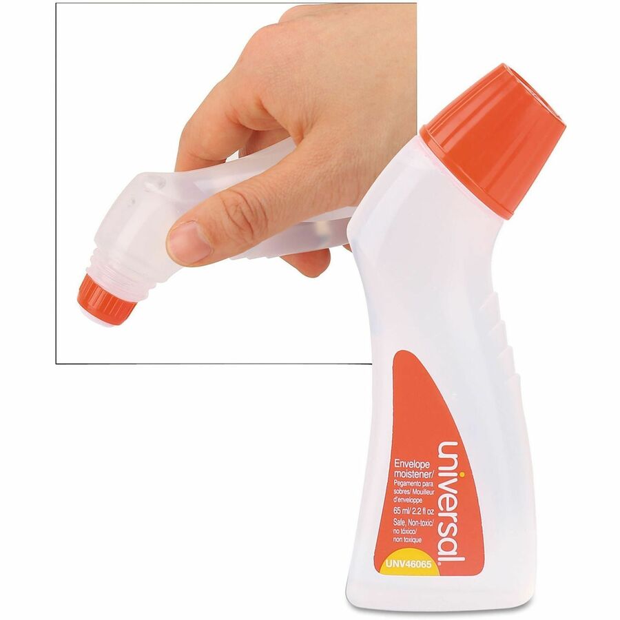 Image of Universal UNV46065 Envelope Moistener, 2.20 fl oz, Clear, Fast-drying, Clog-free, Non-toxic, Adhesive, Polymer, 1 Each