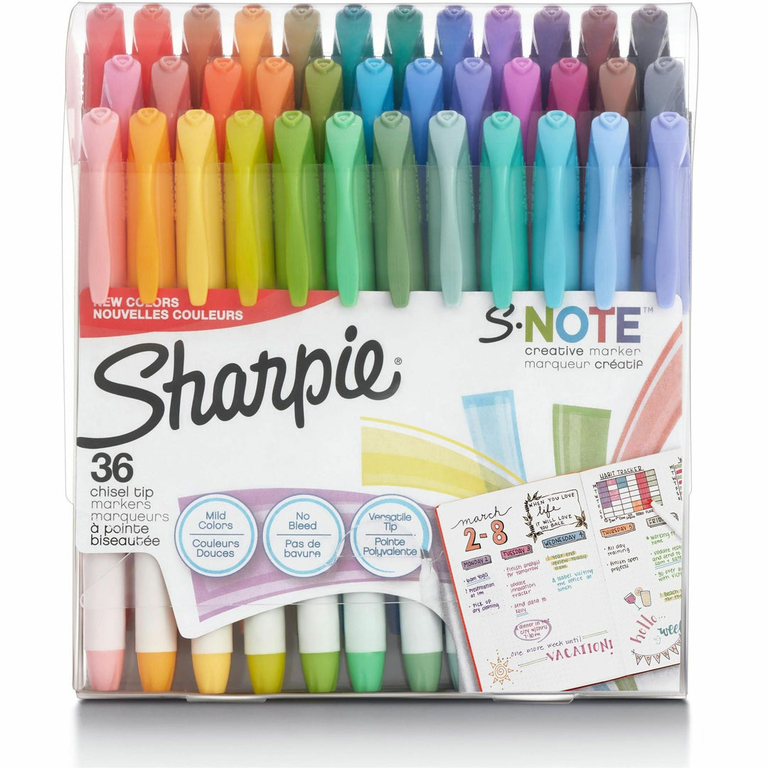 Image of Sharpie® S-Note Creative Markers, Assorted Ink Colors, Bullet/Chisel Tip, Assorted Barrel Colors, 36/Pack