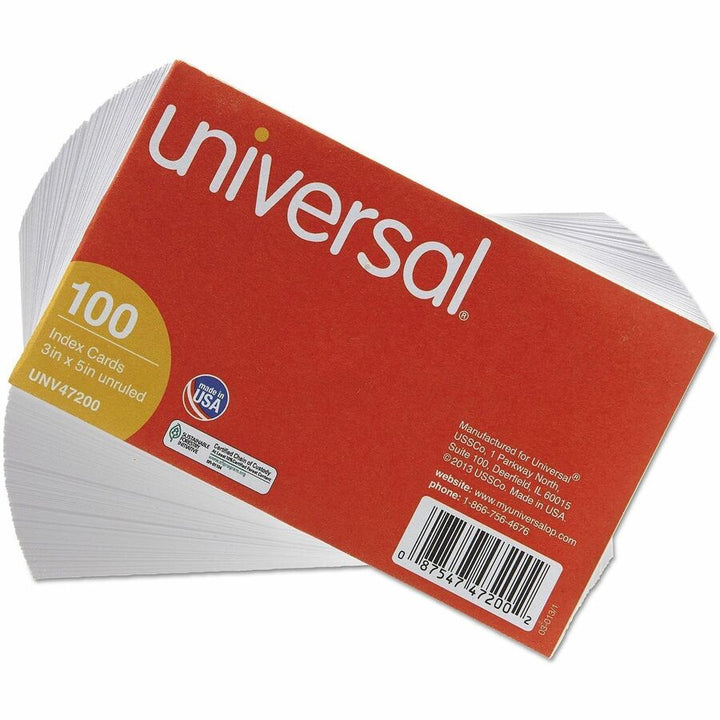 Image of Universal UNV47200EE Printable Index Card, 3" x 5", Acid-free, White, 100 / Pack