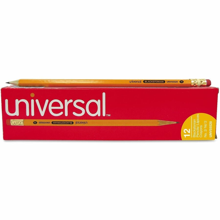 Image of Universal UNV55520 Wood Pencil, Black Lead, HB/#2, Yellow Wood Barrel, 12 / Dozen