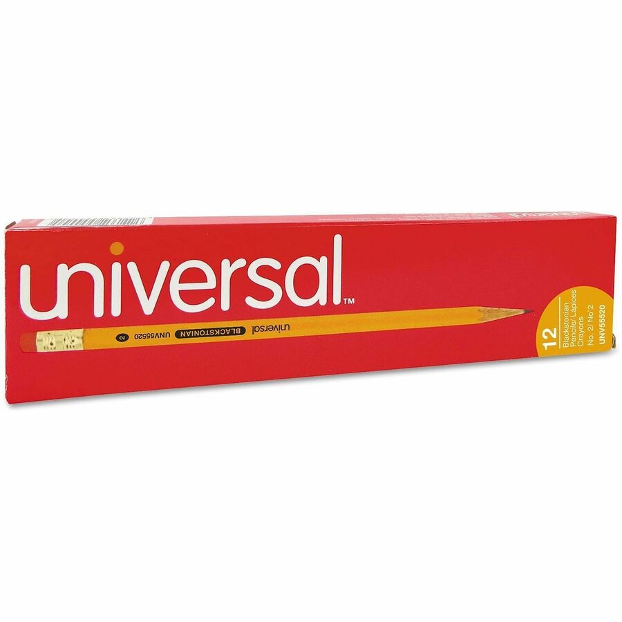 Image of Universal UNV55520 Wood Pencil, Black Lead, HB/#2, Yellow Wood Barrel, 12 / Dozen