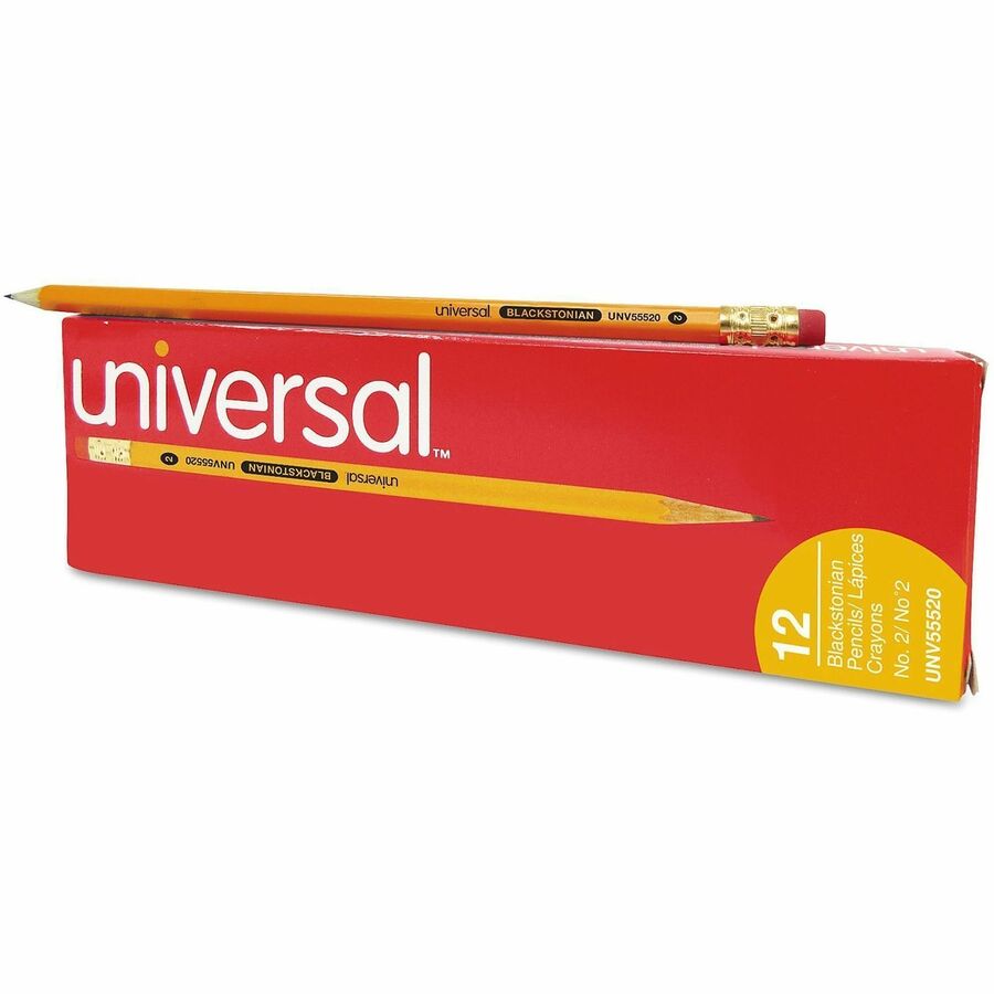 Image of Universal UNV55520 Wood Pencil, Black Lead, HB/#2, Yellow Wood Barrel, 12 / Dozen