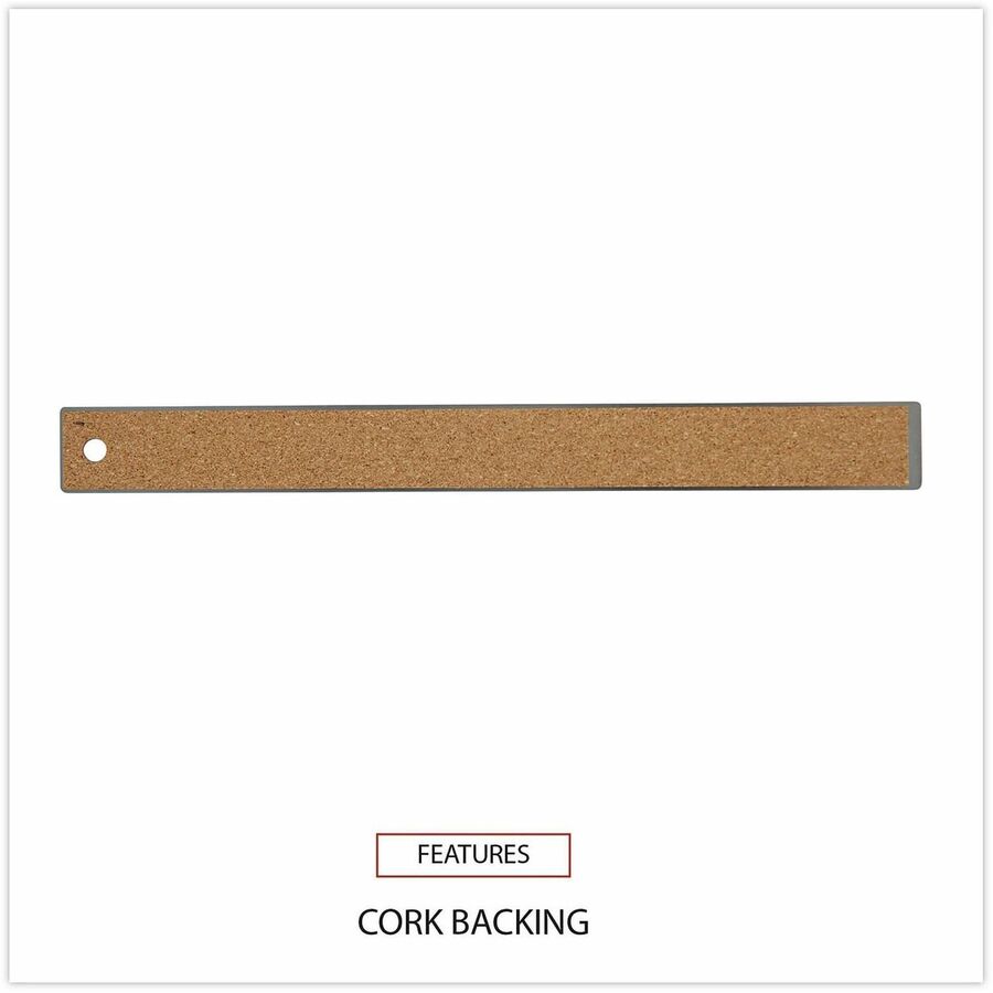Image of Universal® Stainless Steel Ruler With Cork Back And Hanging Hole, Standard/metric, 12" Long