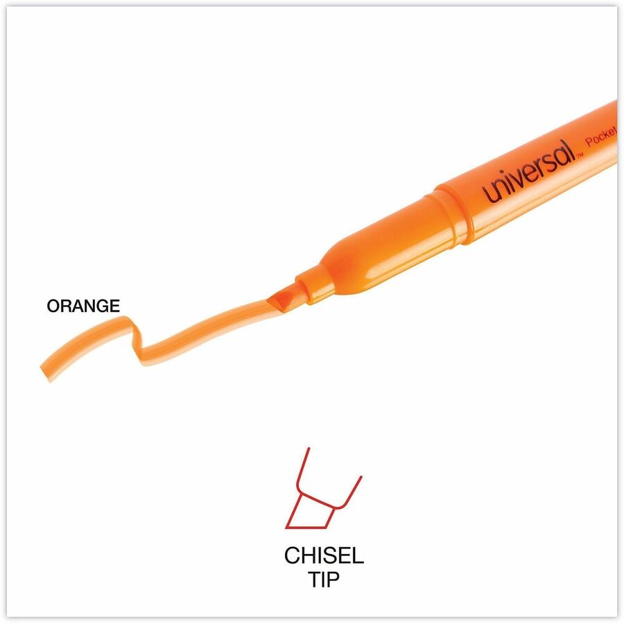Image of Universal UNV08853 Highlighter, Fluorescent Orange Ink, Orange Barrel, 12 / Dozen