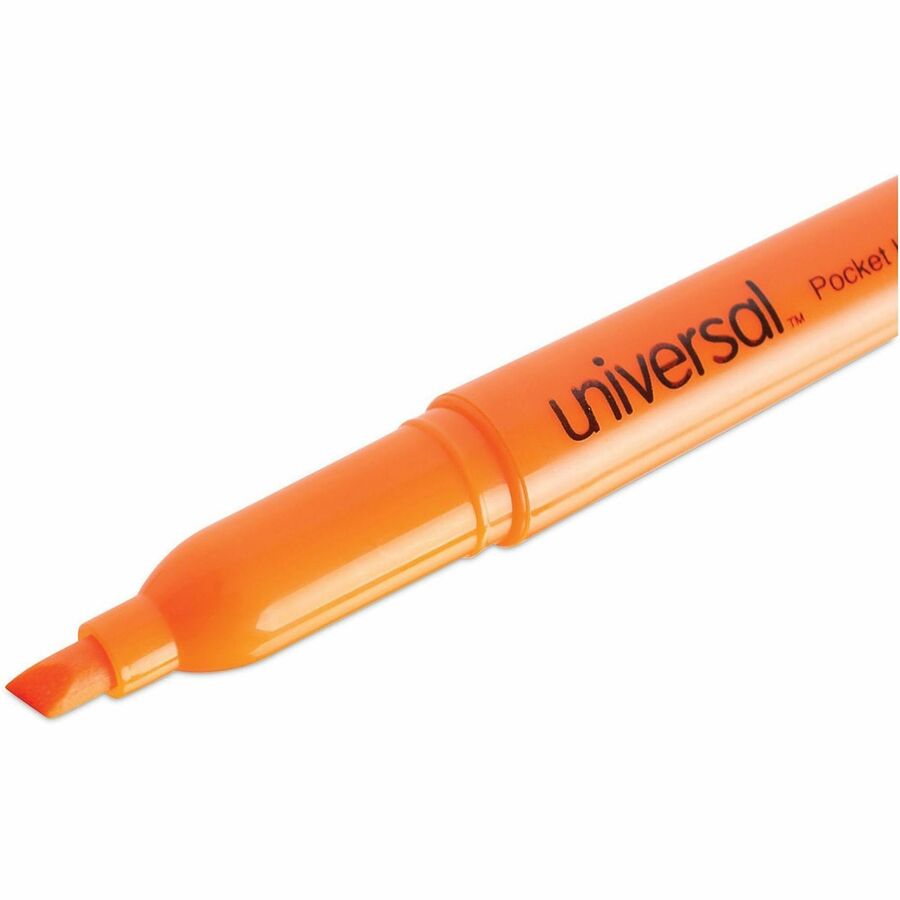 Image of Universal UNV08853 Highlighter, Fluorescent Orange Ink, Orange Barrel, 12 / Dozen