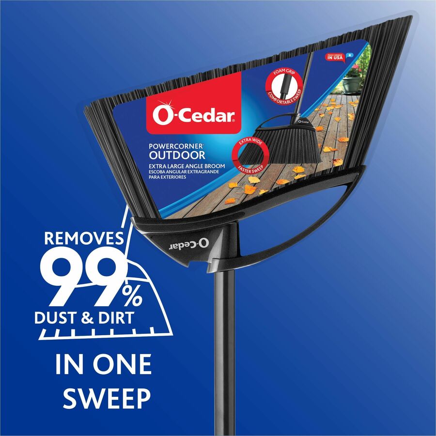 Image of O-Cedar 168215 PowerCorner Outdoor Broom, Black, Gray, 1 Each