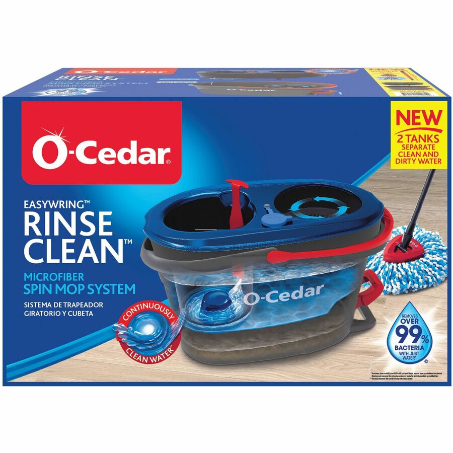 Image of O-Cedar 168534 EasyWring RinseClean Spin Mop, MicroFiber Head, Washable, Reusable, Machine Washable, Refillable, Telescopic Handle, Multi, 1 Each