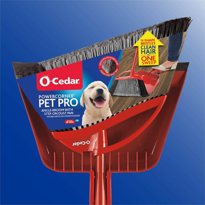 Image of O-Cedar 168020 PowerCorner Pet Pro Broom, Red, Black, Gray, 1 Each