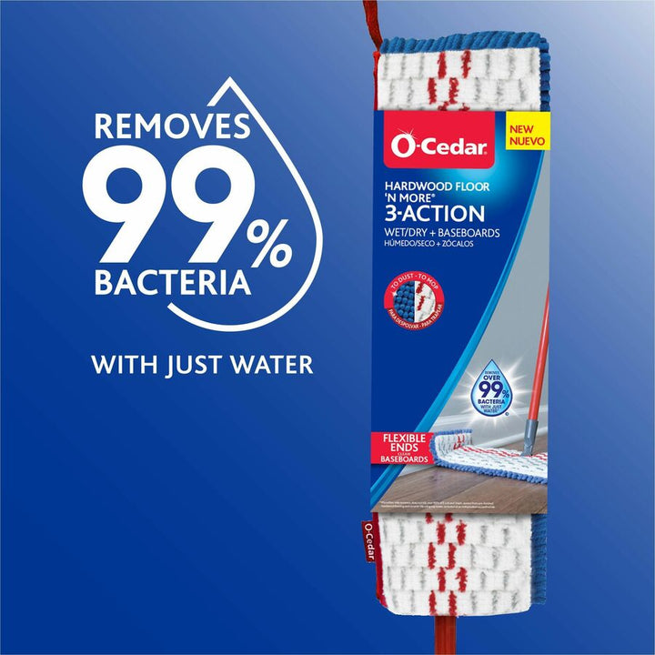 Image of O-Cedar® Mop,Wet/Dry,3-in-1,w/Microfiber Pad/Handle,Red/Gray/Blue