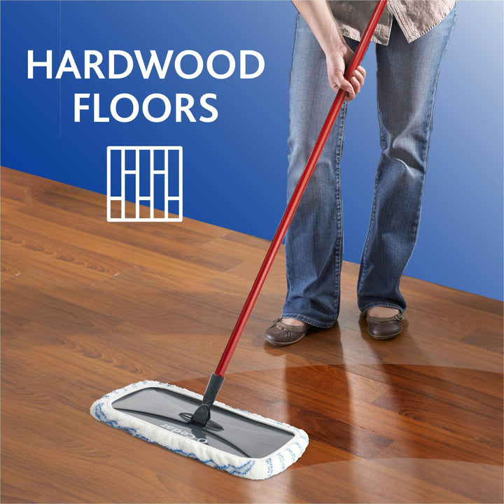 Image of O-Cedar® Mop,Dry/Wet,Microfiber,w/Red Handle,White/Black/Blue