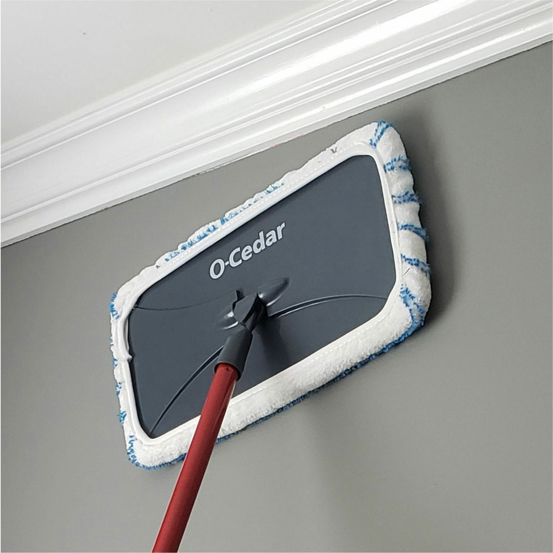 Image of O-Cedar® Mop,Dry/Wet,Microfiber,w/Red Handle,White/Black/Blue
