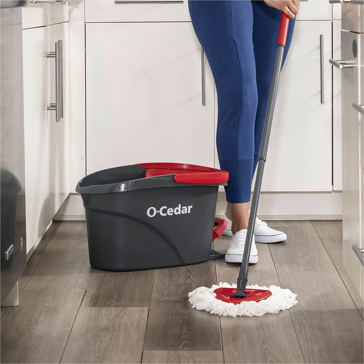 Image of O-Cedar 148473 EasyWring Spin Mop & Bucket System, Red, Gray, 1 Each