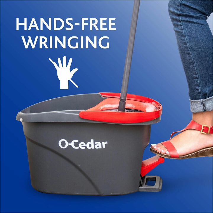 Image of O-Cedar 148473 EasyWring Spin Mop & Bucket System, Red, Gray, 1 Each