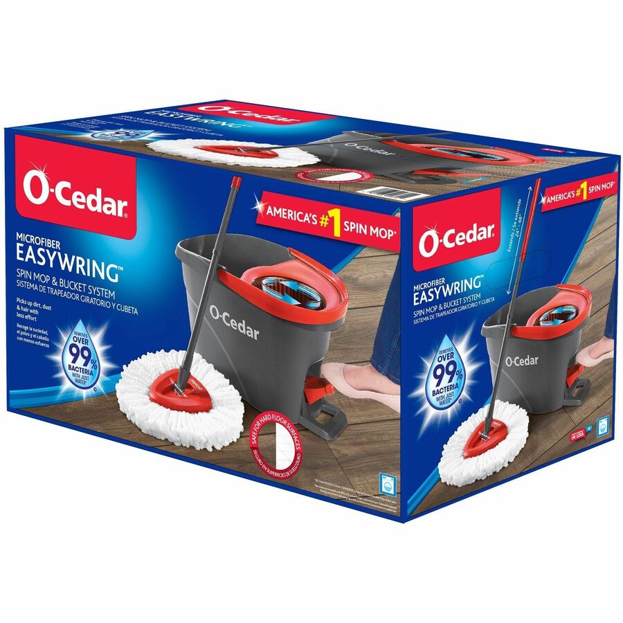Image of O-Cedar 148473 EasyWring Spin Mop & Bucket System, Red, Gray, 1 Each