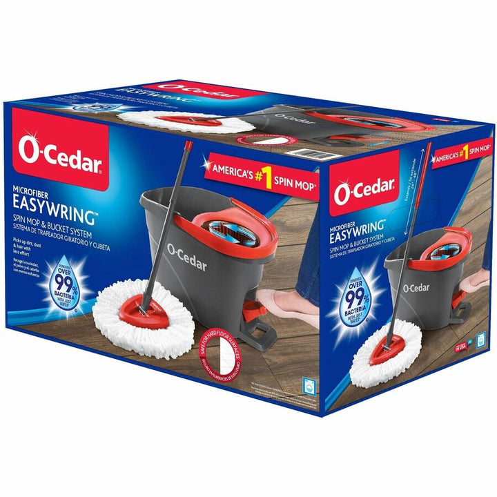 Image of O-Cedar 148473 EasyWring Spin Mop & Bucket System, Red, Gray, 1 Each