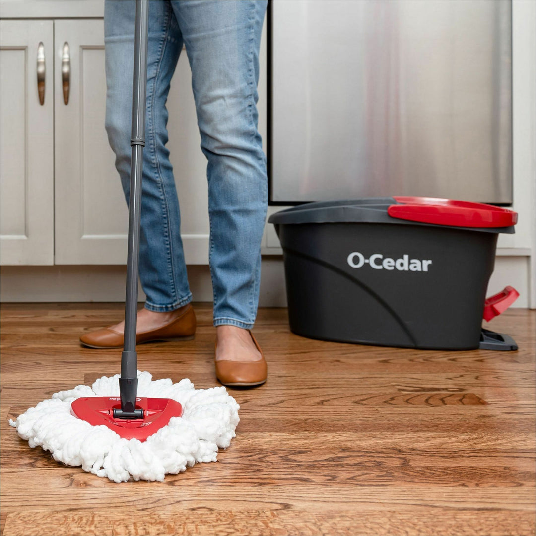 Image of O-Cedar 148473 EasyWring Spin Mop & Bucket System, Red, Gray, 1 Each