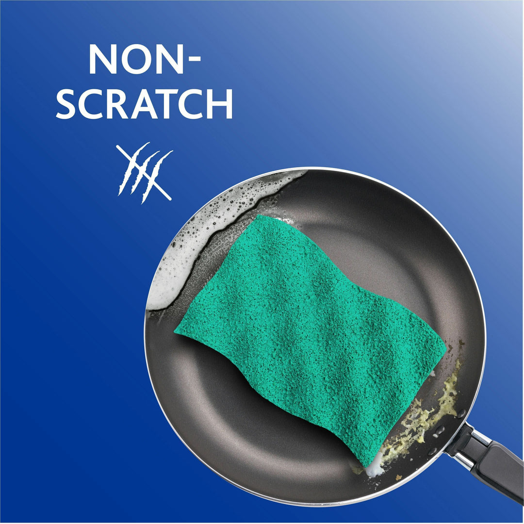 Image of O-Cedar 169431 Scrunge Non-Scratch Scrub Sponge, 4.2" W x 2.6" D x 4.2" Length, 2 / Pack, Cellulose, Synthetic Fiber, Multi, Blue, Green