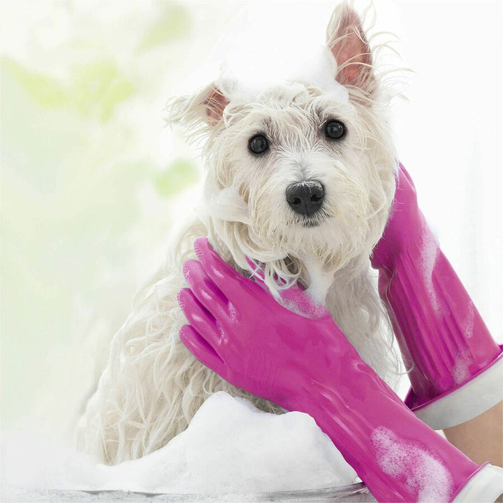 Image of O-Cedar® Gloves,Household Cleaning,Antimicrobial,14"L, Medium, Pink