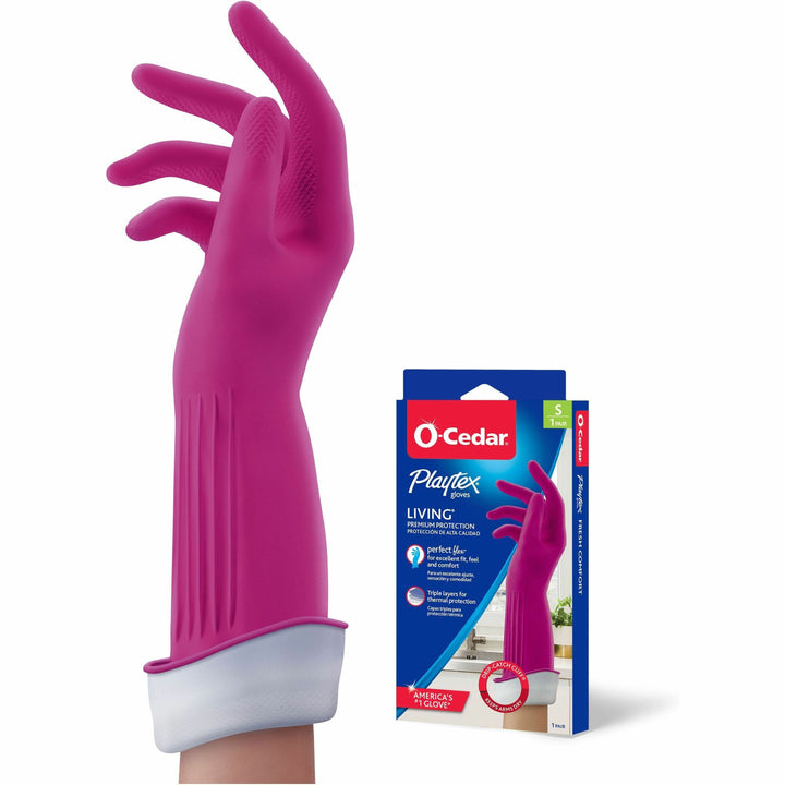 Image of O-Cedar® Gloves,Household Cleaning,Antimicrobial,14"L,Small,Pink