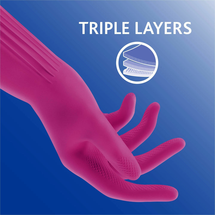 Image of O-Cedar® Gloves,Household Cleaning,Antimicrobial,14"L, Large, Pink