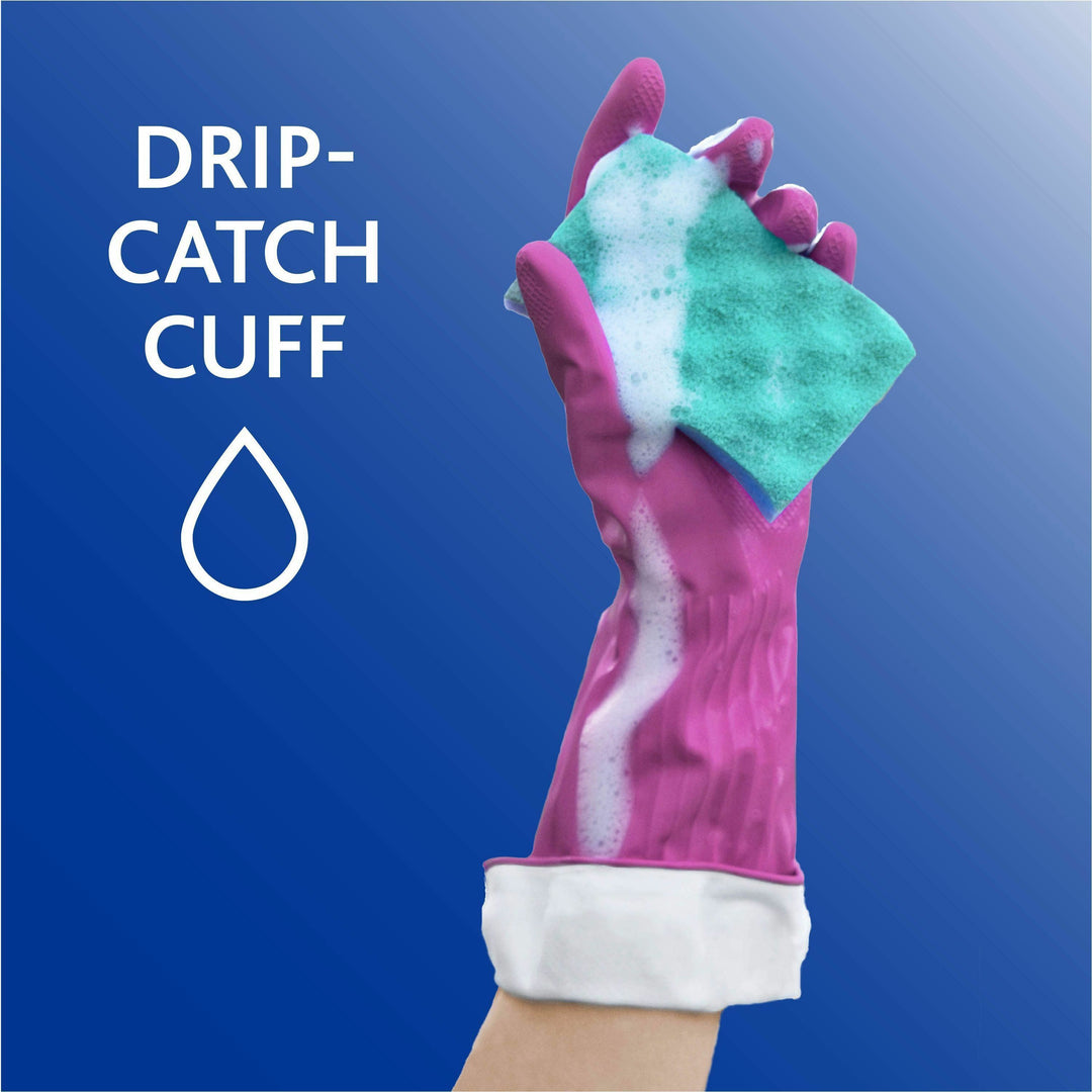 Image of O-Cedar® Gloves,Household Cleaning,Antimicrobial,14"L, Large, Pink