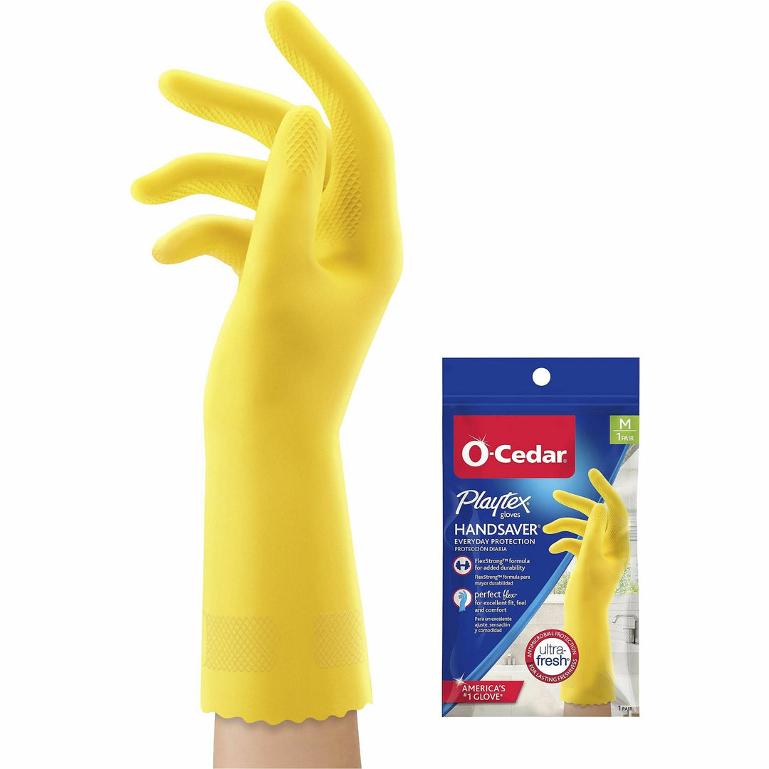 Image of O-Cedar® Gloves,Household Cleaning,Antimicrobial,Medium,2/PR,Yellow