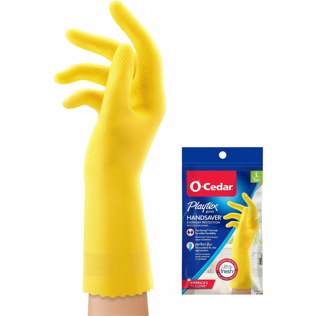 Image of O-Cedar® Gloves,Household Cleaning,Antimicrobial,Large,2/PR,Yellow