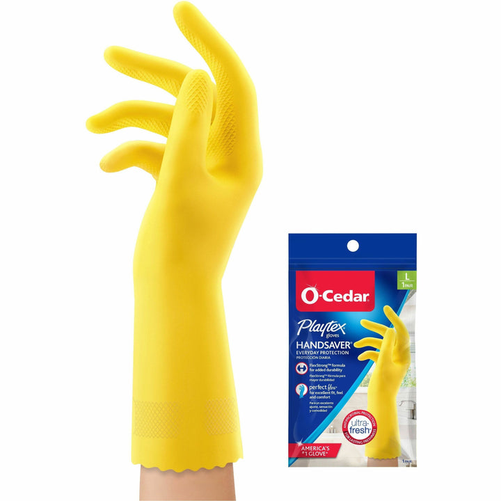 Image of O-Cedar® Gloves,Household Cleaning,Antimicrobial,Large,2/PR,Yellow