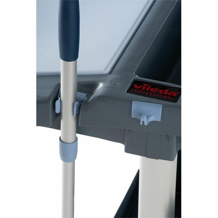 Image of Vileda Professional Cleaning Cart,w/Buckets/Shelf,36-1/5"x20-3/10"x44-3/10",GY