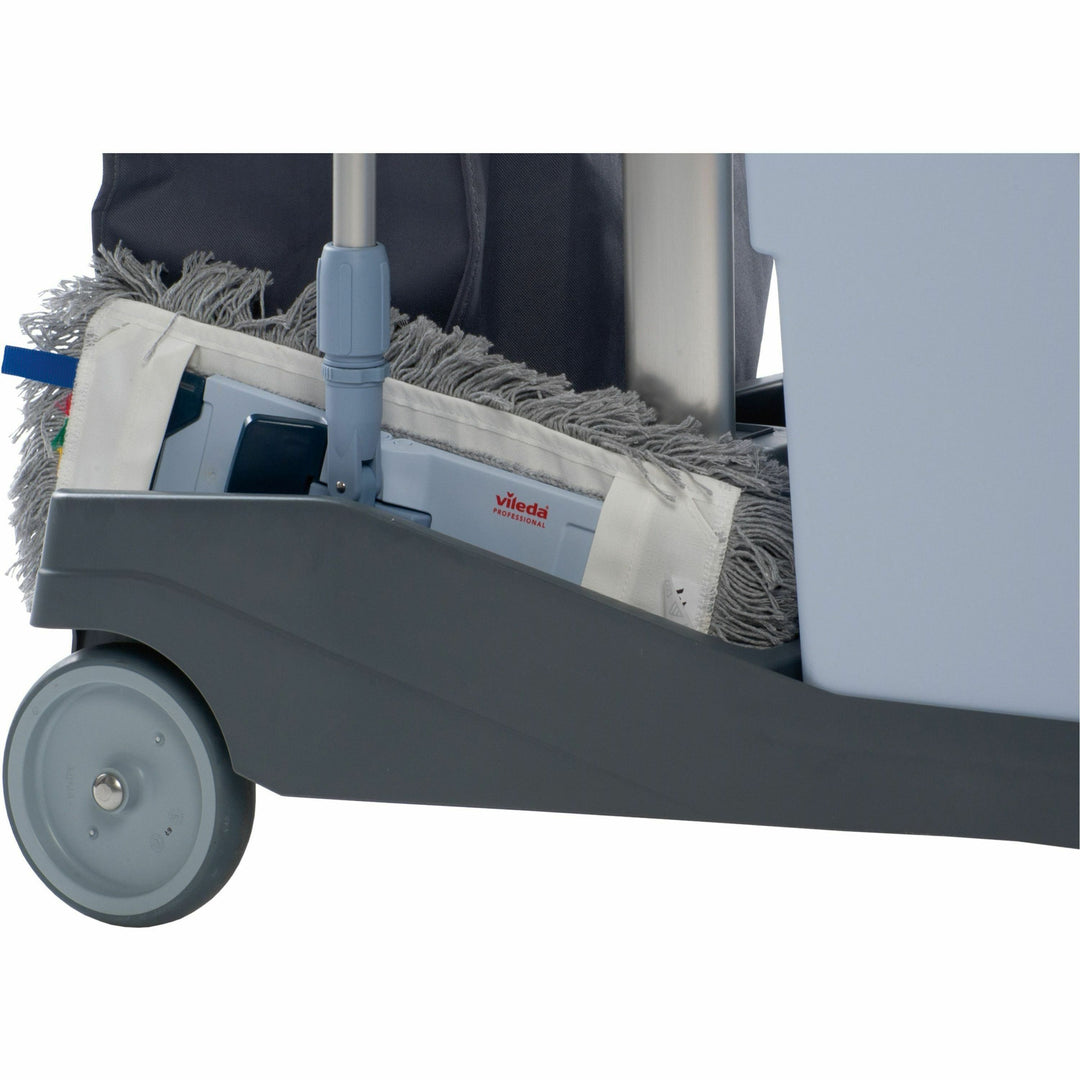 Image of Vileda Professional Cleaning Cart,w/Buckets/Shelf,36-1/5"x20-3/10"x44-3/10",GY