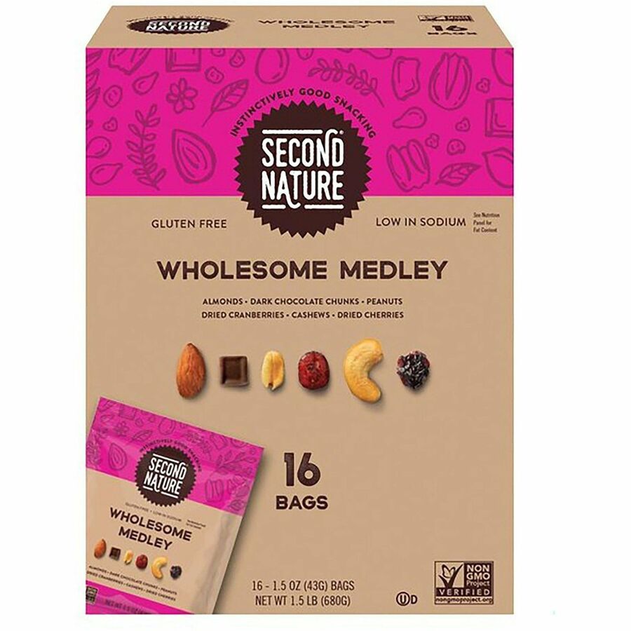 Image of Office Snax 8719 Wholesome Medley Trail Mix, Low Sodium, 1.50 oz, 16 / Box