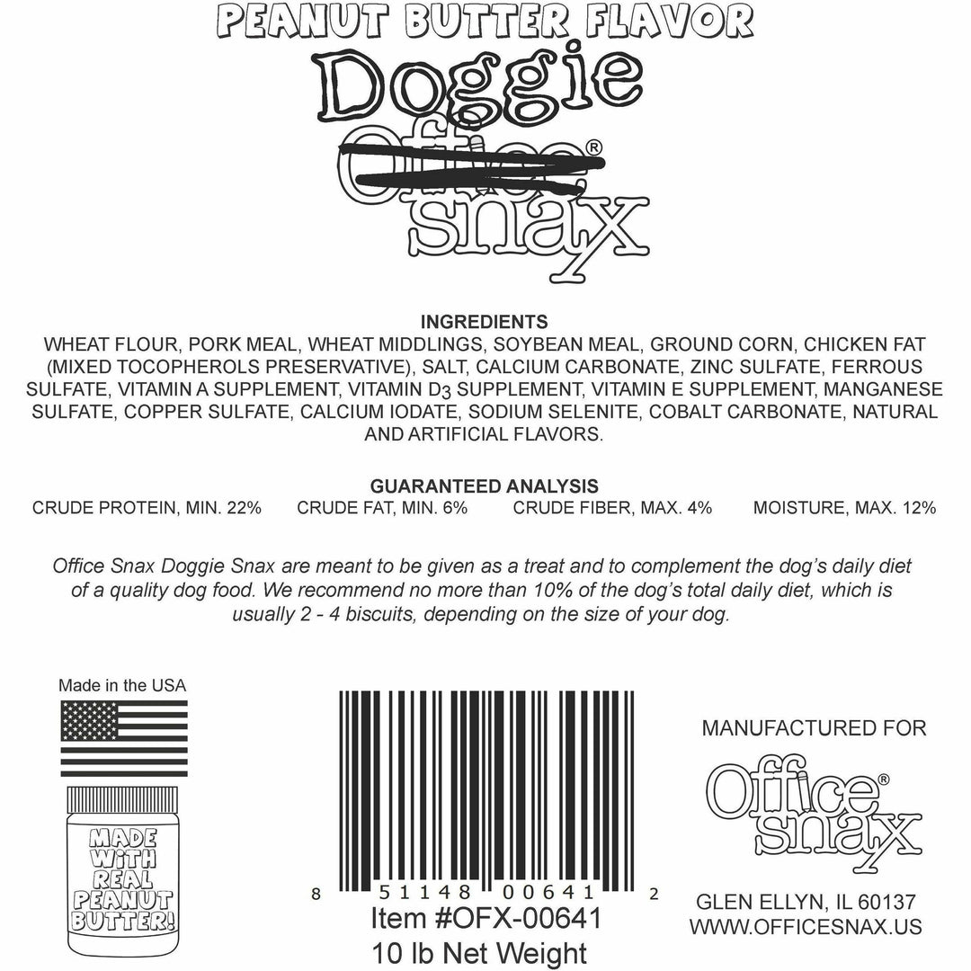 Image of Office Snax 641 Doggie Snax Biscuits, For Dog, Biscuits, Peanut Butter Flavor, 10 lb, 1 Carton