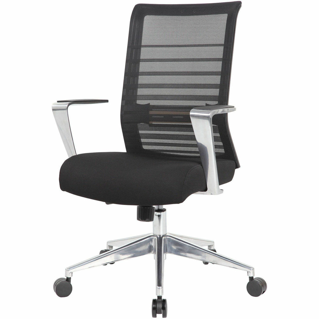 Image of Lorell High-Back Chair,Mesh Back,Fabric Seat,27"x25.5"x40-43",Black