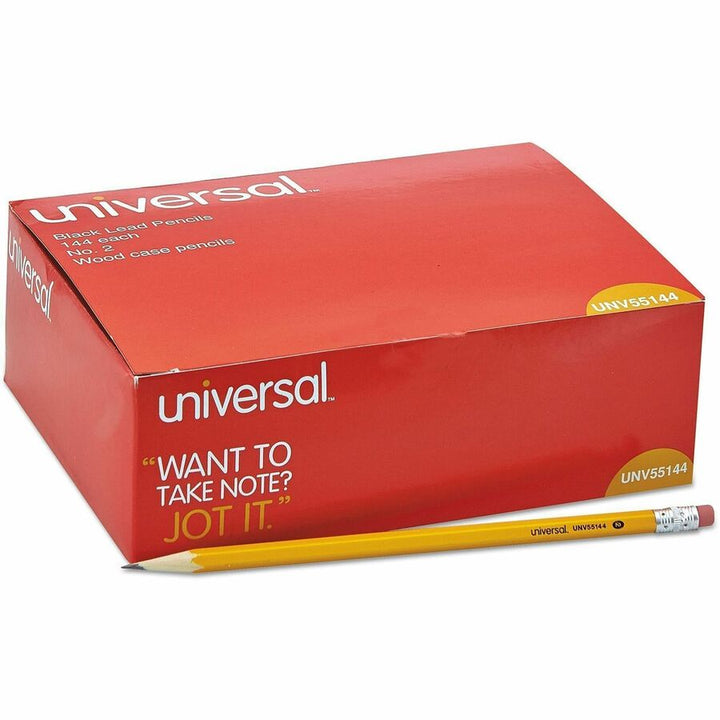 Image of Universal UNV55144 Wood Pencil, Black Lead, HB/#2, Yellow Wood Barrel, 144/Box, 144 / Pack